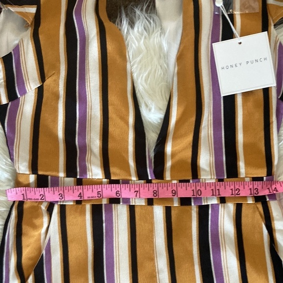 Honey Punch Striped  purple and gold Romper -Size S - Picture 7 of 10